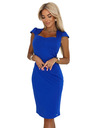 numoco Елегантна миди рокля с красиво деколте и къси ръкави - тъмносиня