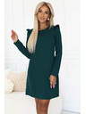 numoco Елегантна рокля NELL с волани на раменете - тъмнозелена