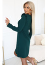numoco Елегантна рокля NELL с волани на раменете - тъмнозелена