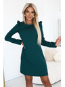 numoco Елегантна рокля NELL с волани на раменете - тъмнозелена