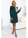 numoco Елегантна рокля NELL с волани на раменете - тъмнозелена