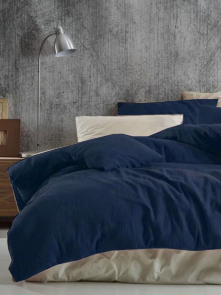 Kvalitex Удължено муселиново спално бельо 140x220, 70x90cm тъмносиньо Kvalitex