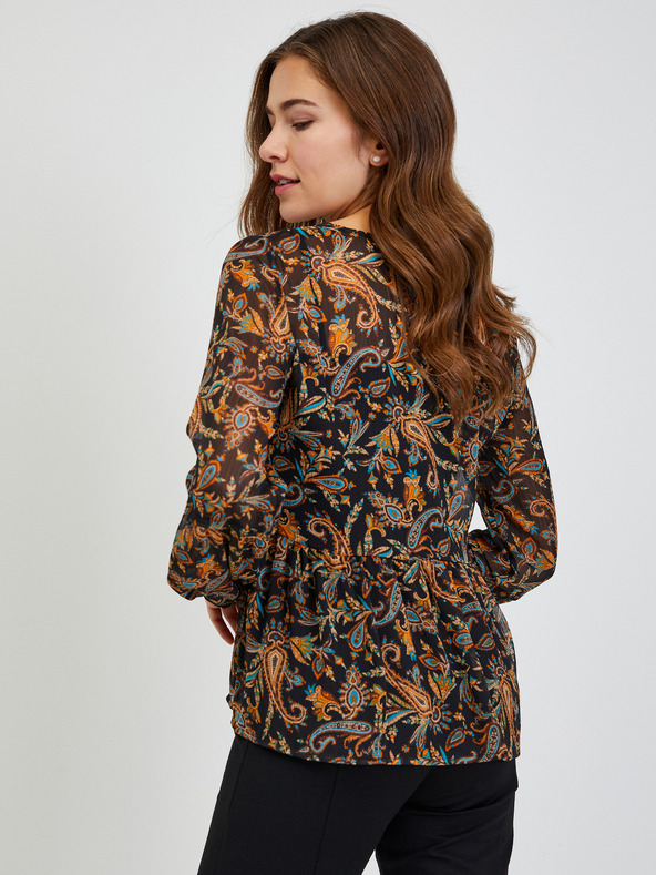 Orsay Кафяво-черна дамска блуза с десен ORSAY
