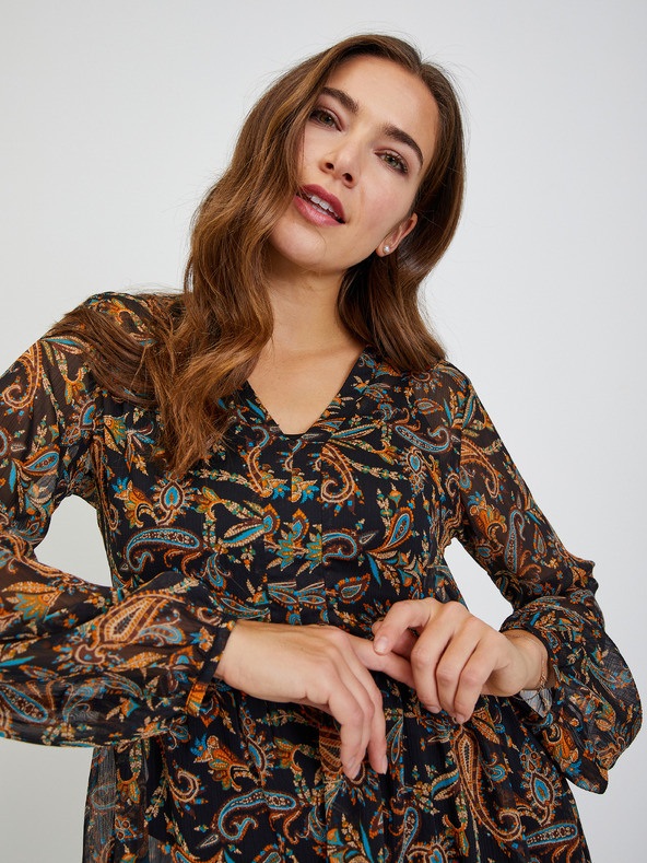 Orsay Кафяво-черна дамска блуза с десен ORSAY