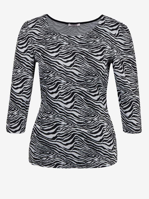 Orsay Бяло-черна дамска тениска с десен ORSAY