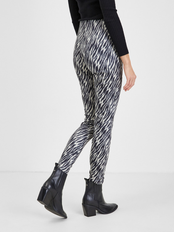 Orsay Бяло-черен дамски панталон с десен от велур ORSAY