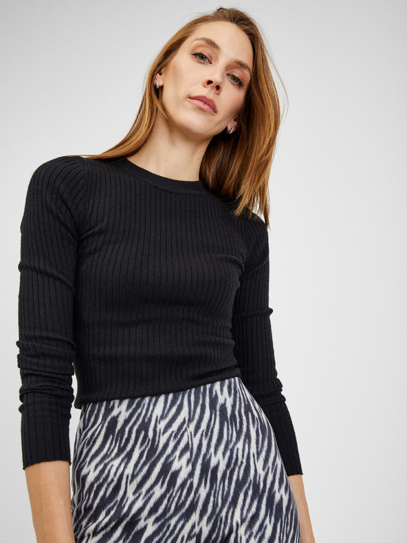 Orsay Бяло-черен дамски панталон с десен от велур ORSAY