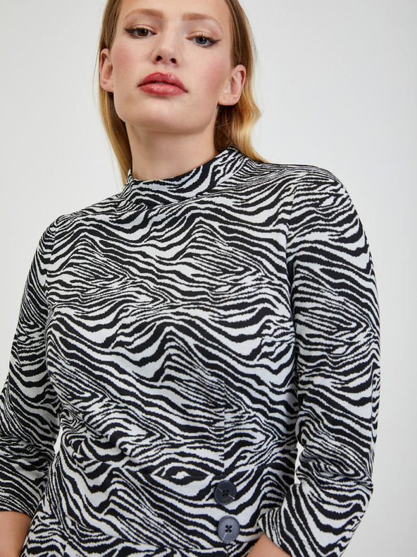 Orsay Черно-бяла дамска рокля с десен ORSAY