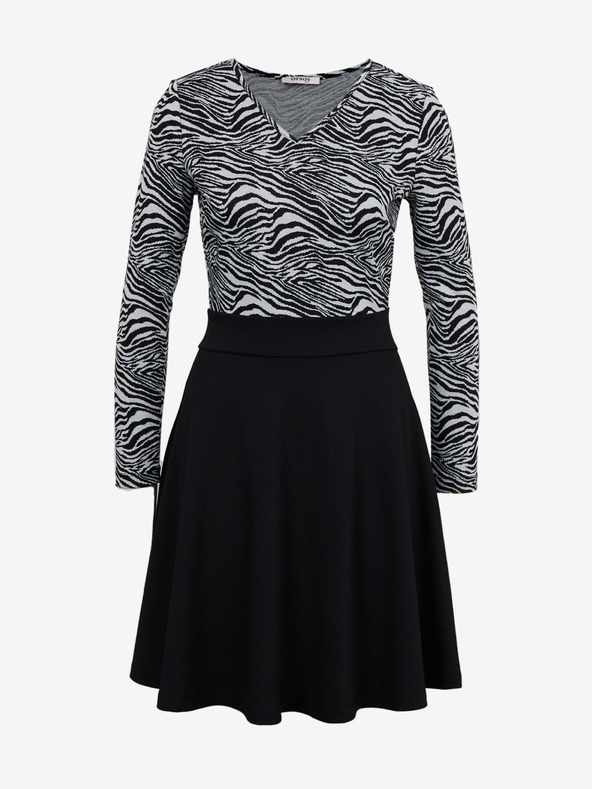 Orsay Бяло-черна дамска рокля с десен ORSAY