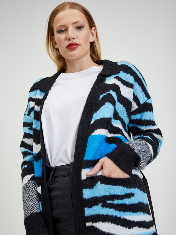 Orsay Синьо-черна дамска жилетка с десен ORSAY