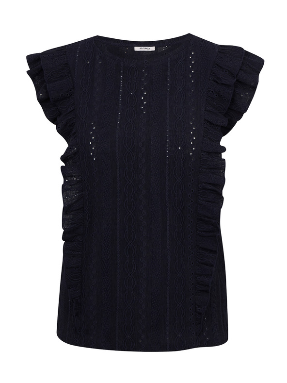 Orsay Тъмносиня дамска тениска с волан ORSAY