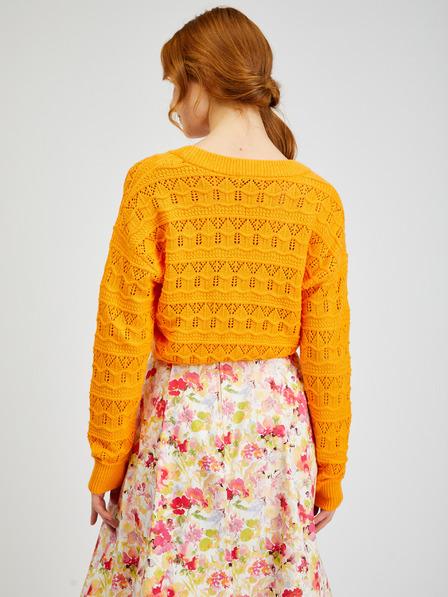 Orsay Оранжева дамска жилетка с десен ORSAY