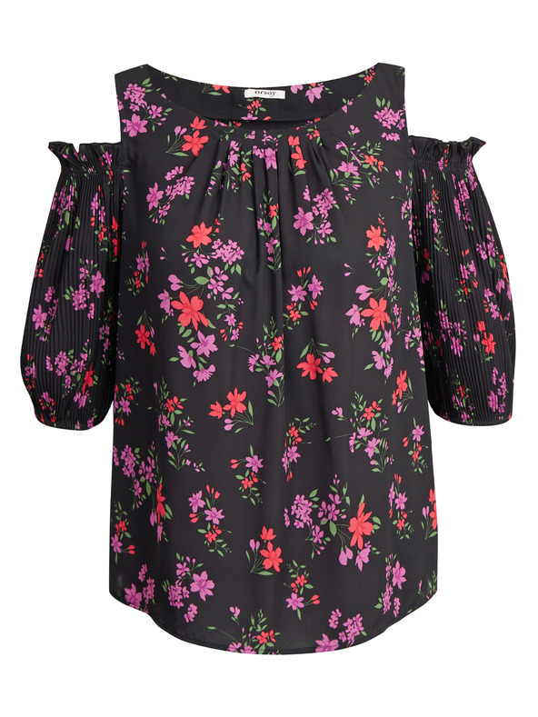 Orsay Черна дамска блуза на цветя ORSAY