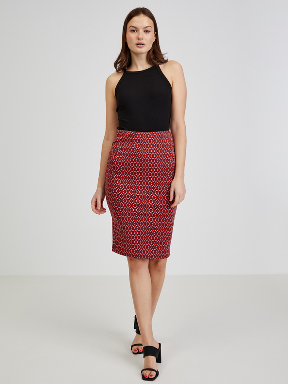 Orsay Червена дамска пола по тялото с десен ORSAY