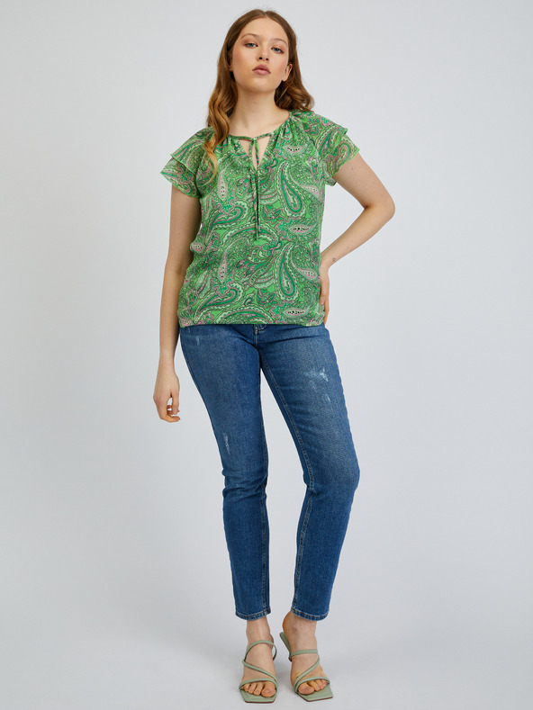 Orsay Зелена дамска блуза с десен ORSAY