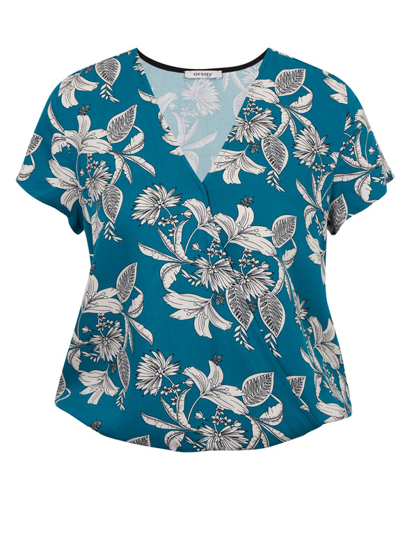 Orsay Петроленосиня дамска блуза на цветя ORSAY