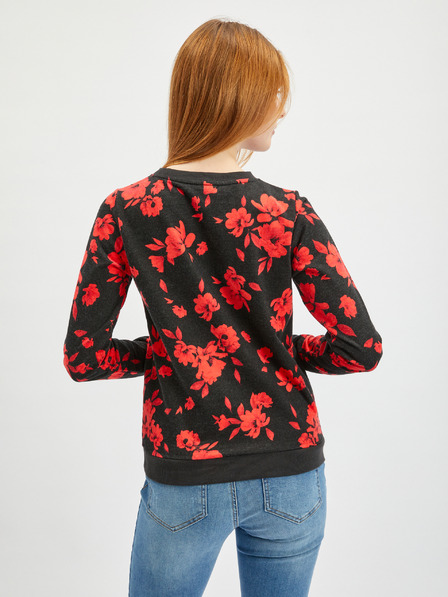 Orsay Червено-черен дамски суичър на цветя ORSAY