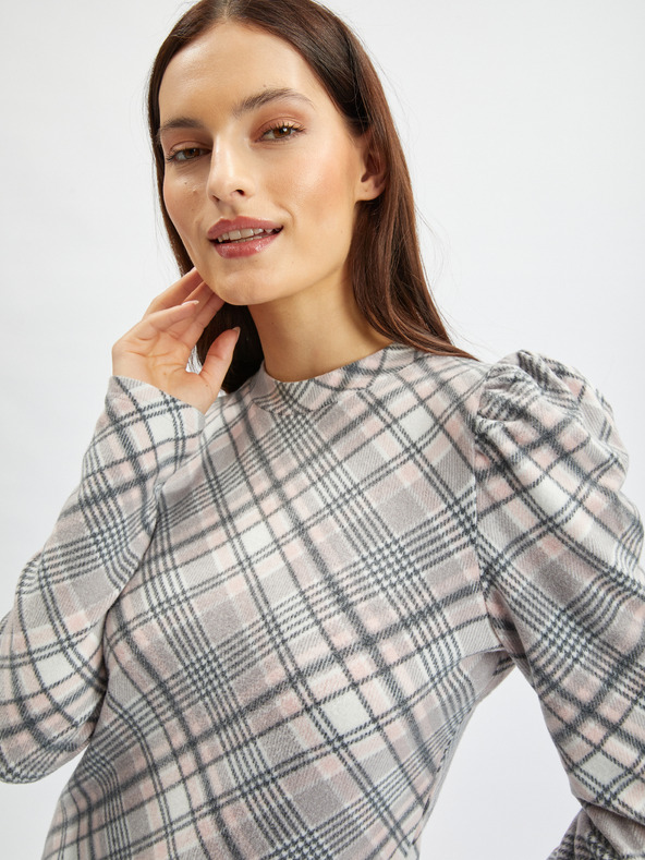 Orsay Розово-сив дамски пуловер на каре ORSAY