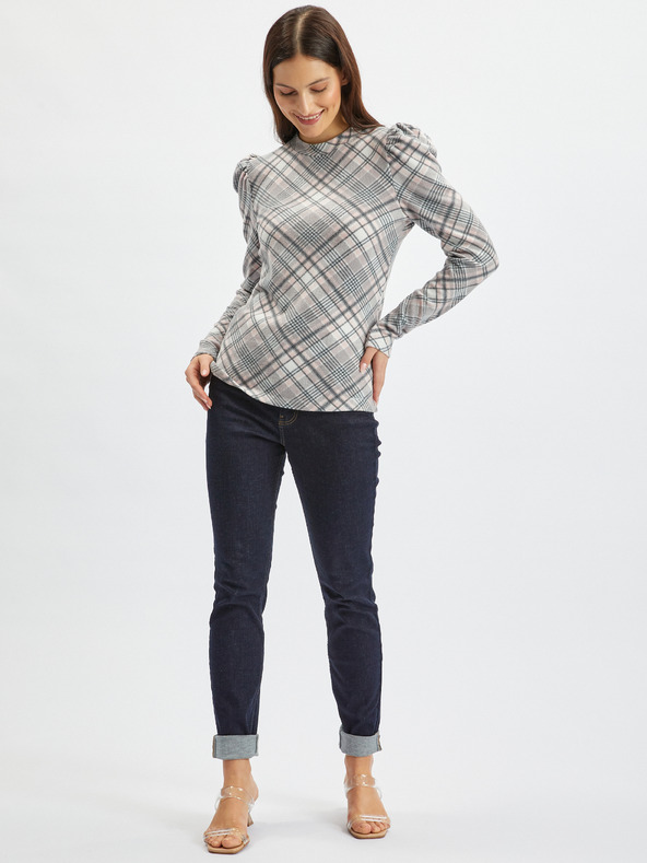 Orsay Розово-сив дамски пуловер на каре ORSAY