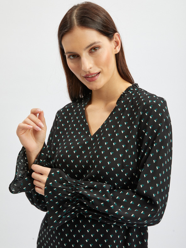 Orsay Черна дамска блуза с десен ORSAY