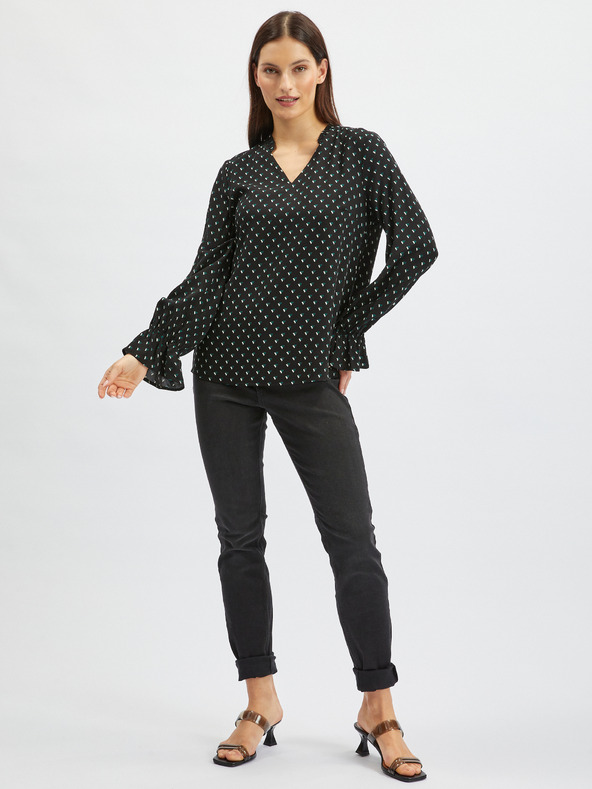 Orsay Черна дамска блуза с десен ORSAY