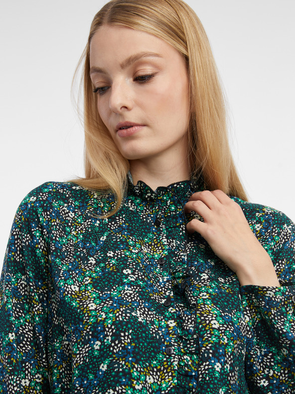 Orsay Тъмнозелена дамска блуза на цветя ORSAY