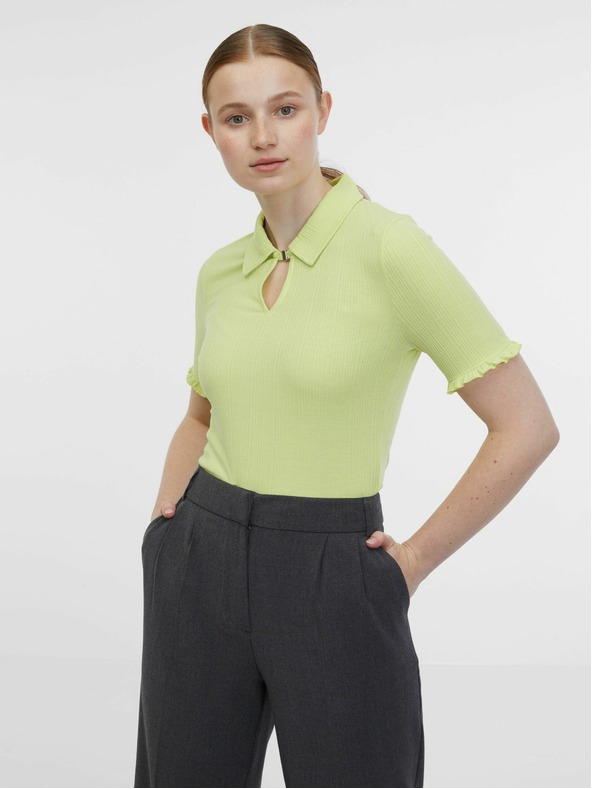 Orsay Жълта дамска поло тениска на райе ORSAY