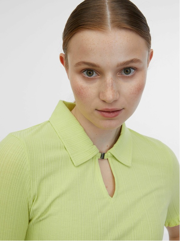 Orsay Жълта дамска поло тениска на райе ORSAY