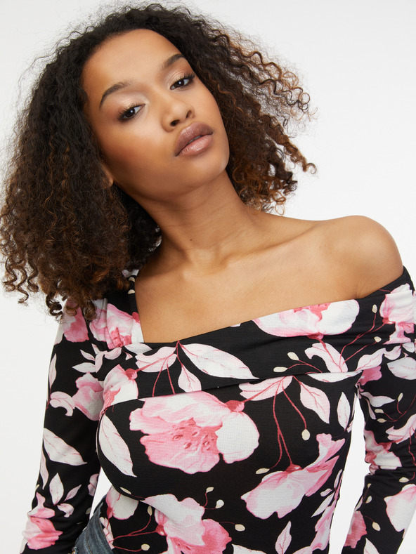 Orsay Розово-черен дамски топ на цветя ORSAY