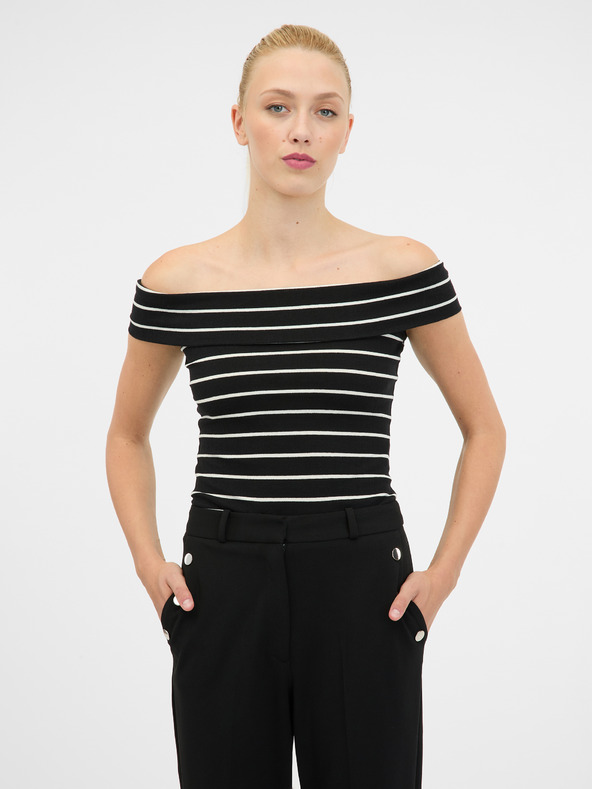 Orsay Черно-бяла дамска тениска с къс ръкав ORSAY