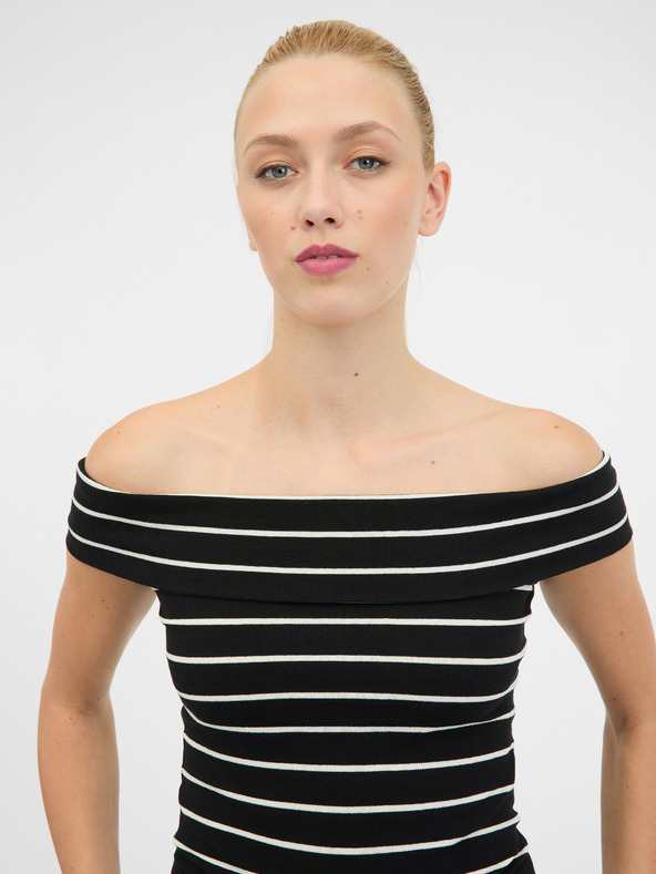 Orsay Черно-бяла дамска тениска с къс ръкав ORSAY