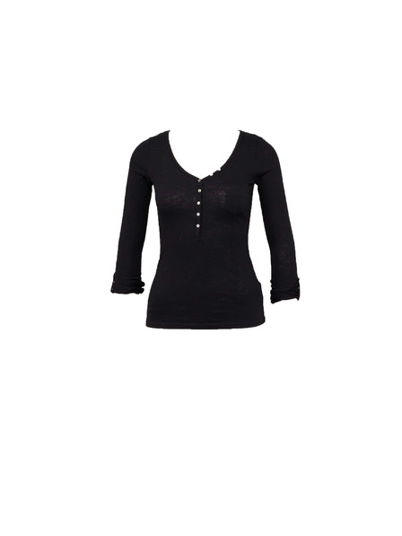 CAMAIEU Черна тениска с копчета CAMAIEU