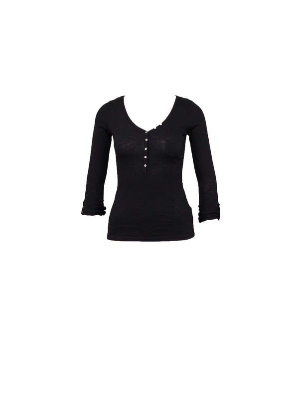 CAMAIEU Черна тениска с копчета CAMAIEU