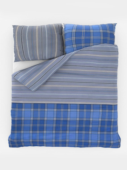 Kvalitex Френско памучно спално бельо DELUX 220x200, 70x90cm CAMPUS синьо