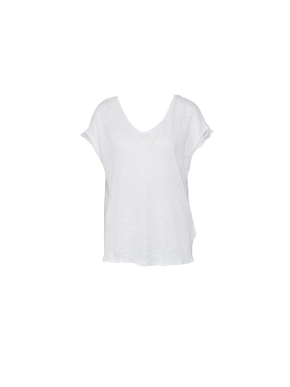 CAMAIEU Бяла тениска с къс ръкав