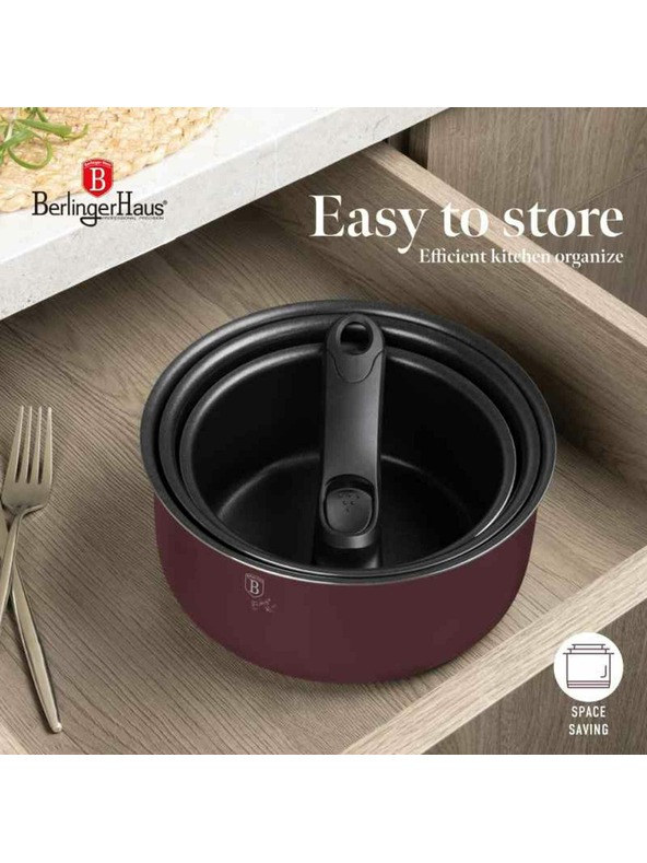 Berlingerhaus Комплект съдове с подвижна дръжка 12 части Leonardo Collection BERLINGERHAUS