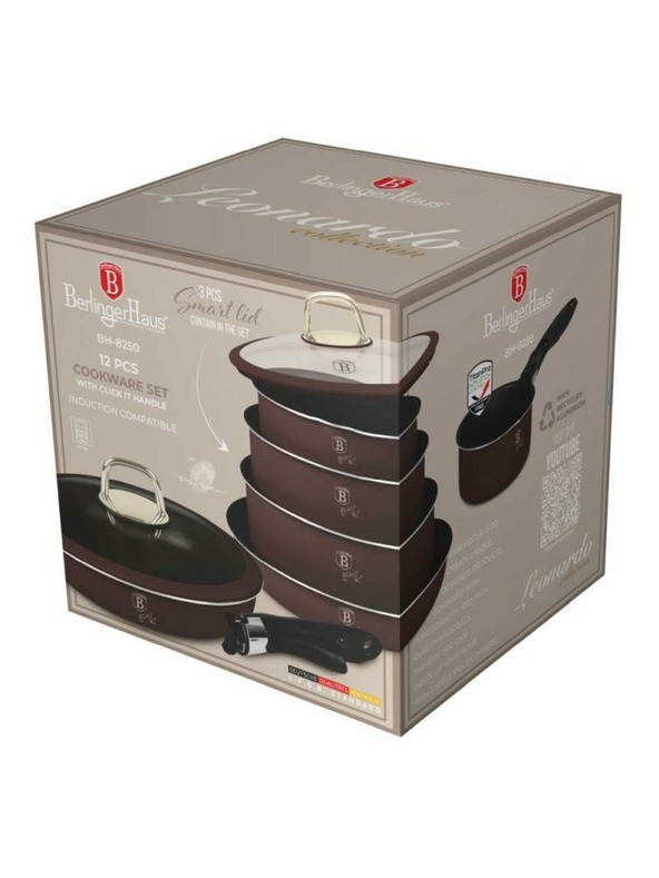Berlingerhaus Комплект съдове с подвижна дръжка 12 части Leonardo Collection BERLINGERHAUS
