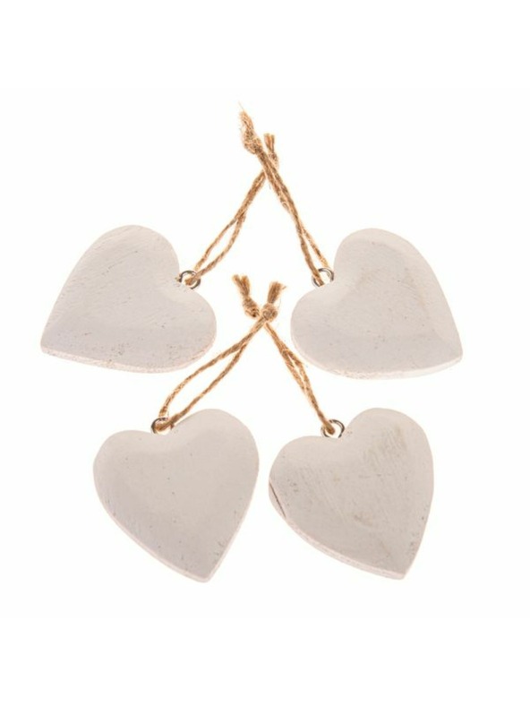 Casa de Engel Дървено висящо сърце - комплект 4 бр., 12/288