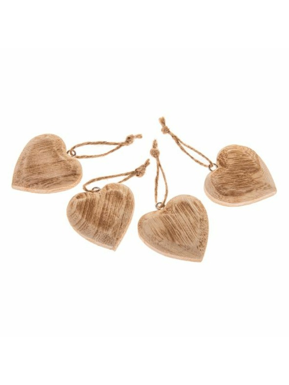 Casa de Engel Дървено висящо сърце - комплект 4 бр., 12/288