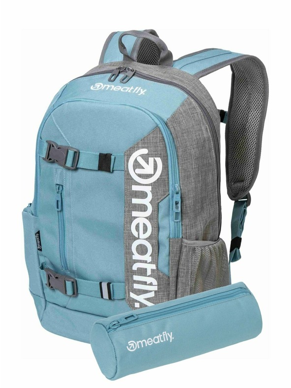 Meatfly Meatfly раница Basejumper Grey Heather / Aqua 22 L + МОЛИВНИК | Сив | Обем 22 L