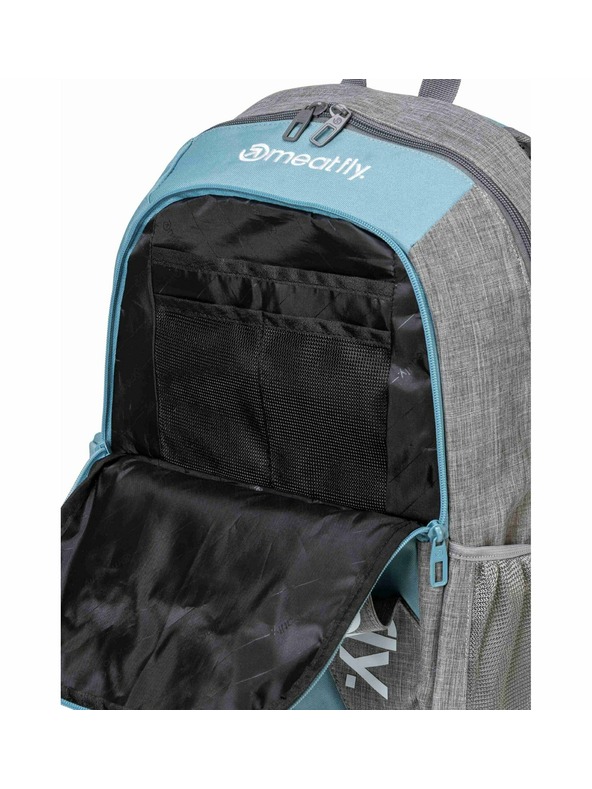 Meatfly Meatfly раница Basejumper Grey Heather / Aqua 22 L + МОЛИВНИК | Сив | Обем 22 L