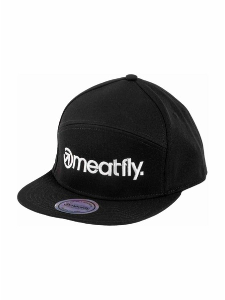 Meatfly Meatfly шапка с козирка Creeper 6 Panel Snapback Black / White Logo | Черна | Размер