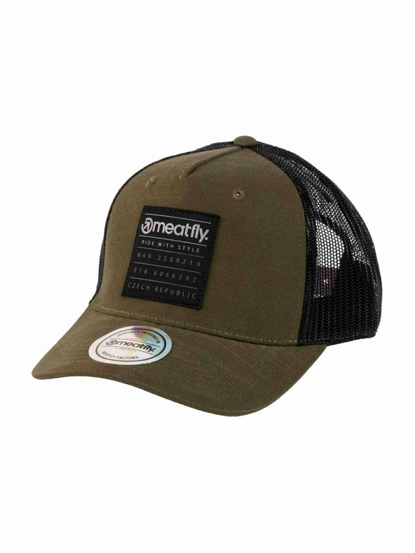 Meatfly Meatfly шапка с козирка Hawkye Trucker Army Square | Черна |