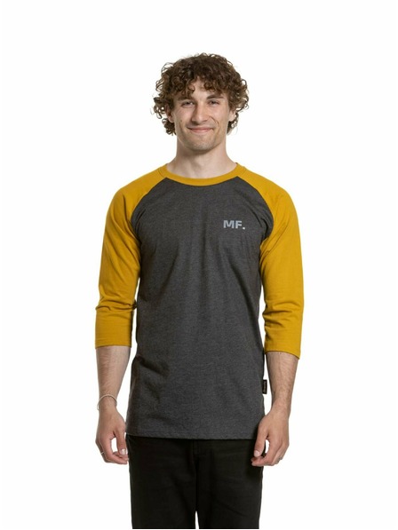 Meatfly Meatfly мъжка тениска с дълъг ръкав Kennedy Raglan Charcoal Heather / Mustard | Сива