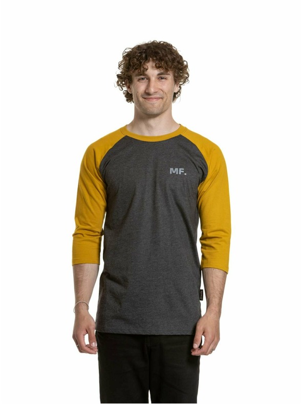 Meatfly Meatfly мъжка тениска с дълъг ръкав Kennedy Raglan Charcoal Heather / Mustard | Сива