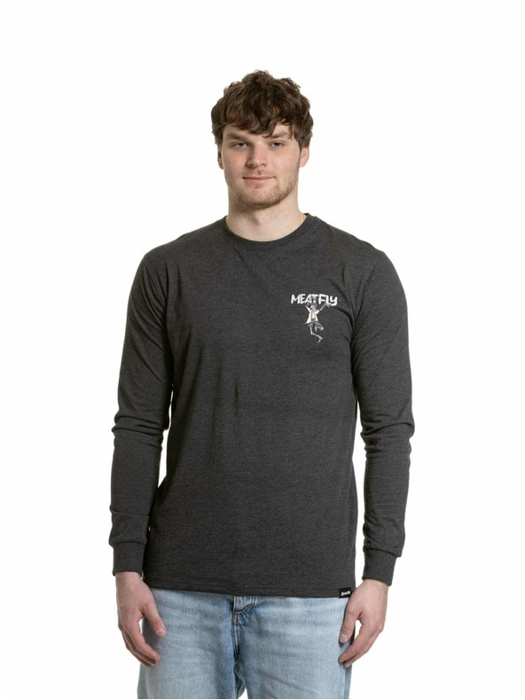 Meatfly Meatfly мъжка тениска с дълъг ръкав Julien Charcoal Heather Skeleton | Сива