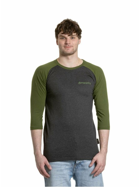 Meatfly Meatfly мъжка тениска с дълъг ръкав Reagan Raglan Olive / Charcoal Heather | Сива