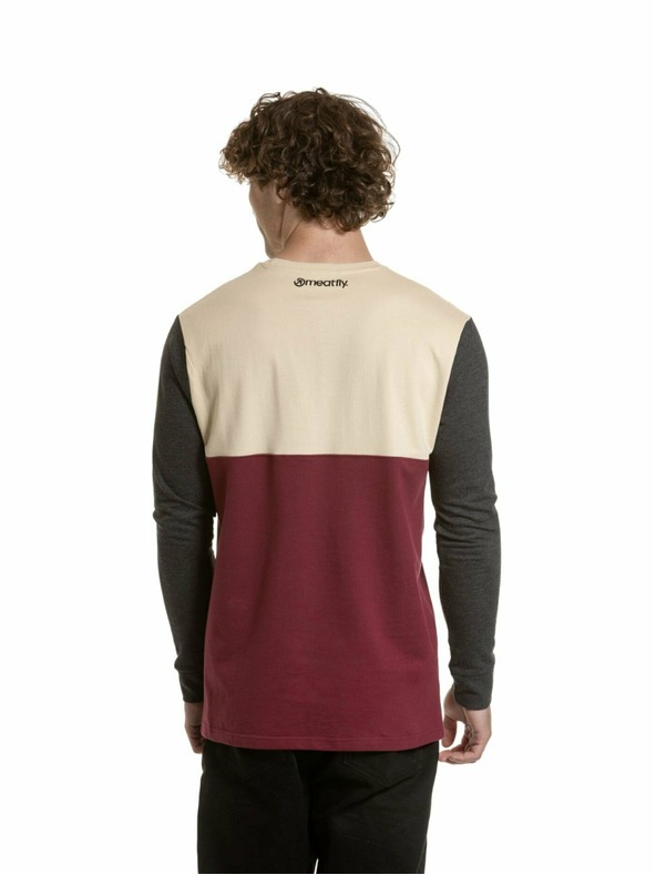 Meatfly Meatfly мъжка тениска с дълъг ръкав Harvey Sand / Dark Wine