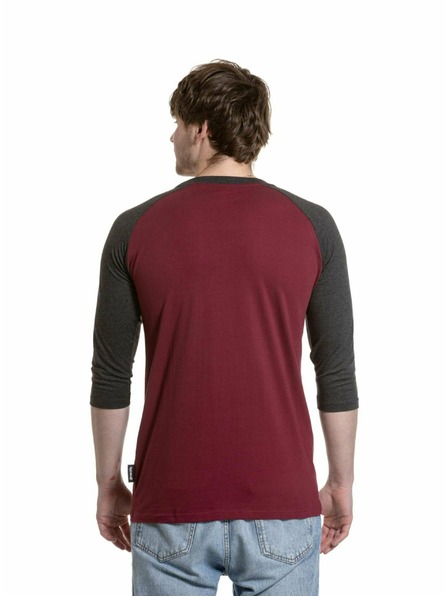 Meatfly Meatfly мъжка тениска с дълъг ръкав Reagan Raglan Dark Wine / Charcoal Heather | Сива