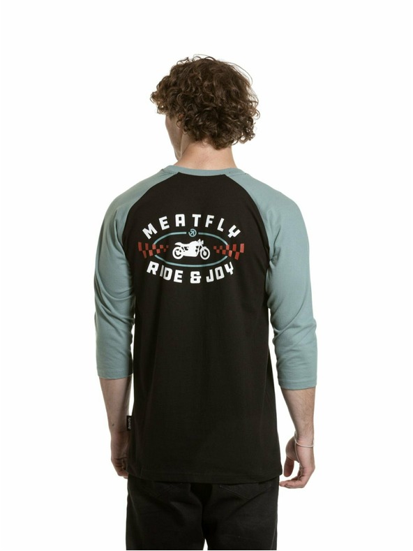 Meatfly Meatfly мъжка тениска с дълъг ръкав Kennedy Raglan Dusty Mint / Black